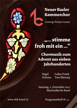 „... Stimme Froh Mit Ein ...“ Chormusik Zum Advent Aus Sieben Jahrhunderten