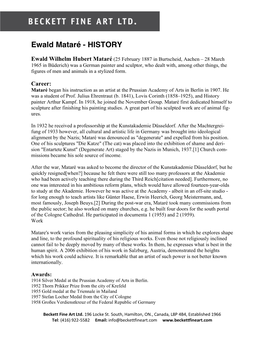 Ewald Mataré - HISTORY