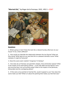 “Married Life,” by Roger De La Fresnaye, 1912, #52.1 – G367