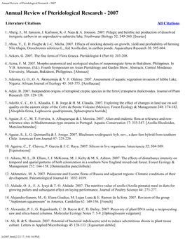 Annual Review of Pteridological Research - 2007