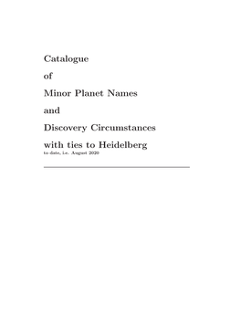 Minor Planets Names with Ties to Heidelberg