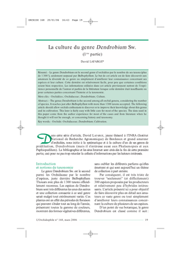 La Culture Du Genre Dendrobium Sw