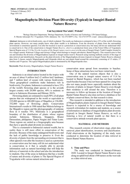 Magnoliophyta Division Plant Diversity (Typical) in Imogiri Bantul Nature Reserve