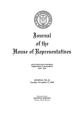 Journal of the House of Representatives