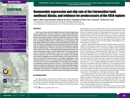 Geomorphic Expression and Slip Rate of the Fairweather Fault, Southeast