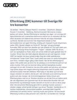 Efterklang (DK) Kommer Till Sverige För Tre Konserter