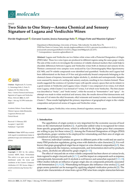 Two Sides to One Story—Aroma Chemical and Sensory Signature of Lugana and Verdicchio Wines