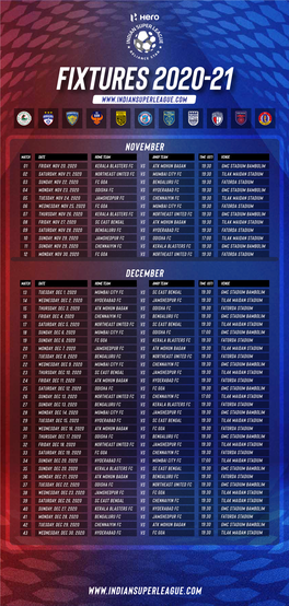 Hero ISL 2020-21 Fixtures