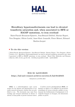 Hereditary Hypotransferrinemia