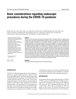 Basic Considerations Regarding Endoscopic Procedures During the COVID-19 Pandemic