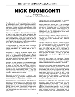 NICK BUONICONTI by Joe Horrigan Courtesy of the Pro Football Hall of Fame