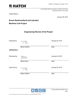 Emera Newfoundland and Labrador Maritime Link Project Engineering Review of the Project