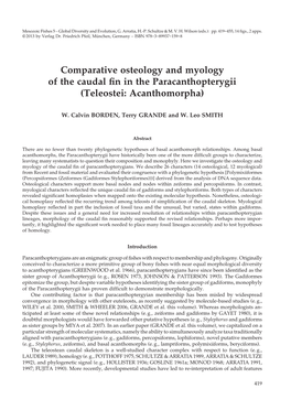 Comparative Osteology and Myology of the Caudal Fin in The