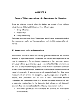 CHAPTER 2 Types of Effect Size Indices