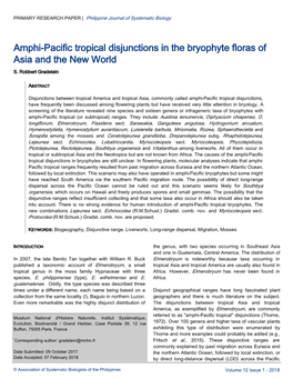 Amphi-Pacific Tropical Disjunctions in the Bryophyte Floras of Asia and the New World
