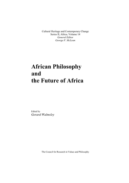 African Philosophy and the Future of Africa