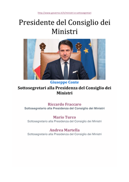 Governo Conte 2 MINISTRI E SOTTOSEFGRETARI