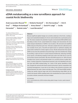 Edna Metabarcoding As a New Surveillance Approach for Coastal Arctic Biodiversity