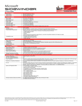 Version Information Product Name Microsoft® Sidewinder™ Mouse