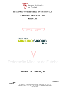 Regulamento Específico Da Competição Campeonato Mineiro