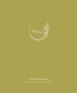 Khao Thai Restaurant a La Carte Menu November 2017 Appetizers