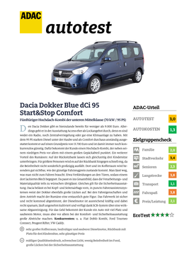 Autotest Dacia Dokker Blue Dci 95 Start&Stop Comfort