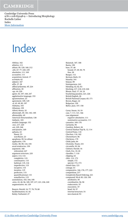 Introducing Morphology Rochelle Lieber Index More Information