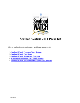 Seafood Watch: 2011 Press Kit