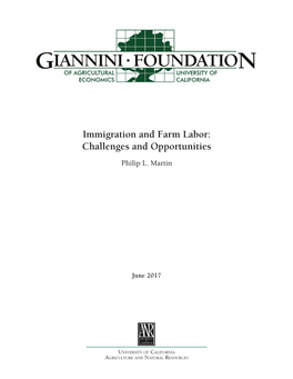 Immigration and Farm Labor: Challenges and Opportunities