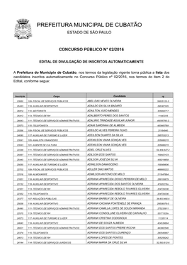 Edital De Divulgação De Inscritos Automaticamente