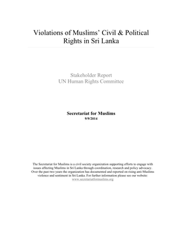 Violations of Muslims' Civil & Political Rights in Sri Lanka