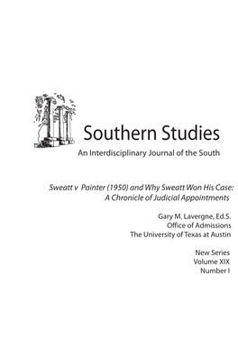 Why Sweatt Won, an Article for the Journal of Southern Studies