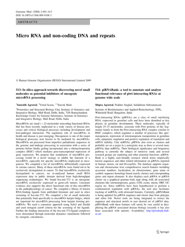 Micro RNA and Non-Coding DNA and Repeats