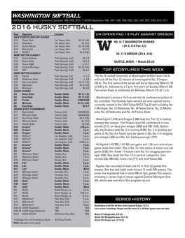 Washington Game Notes