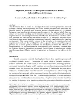 Migration, Markets, and Mangrove Resource Use on Kosrae, Federated States of Micronesia