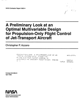 A Preliminary Look at an Optimal Multivariable Design for Propulsion-Only Flight Control of Jet-Transport Aircraft