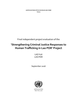 'Strengthening Criminal Justice Responses to Human Trafficking In