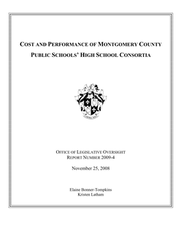Cost and Performance of Montgomery County Public Schools' High School