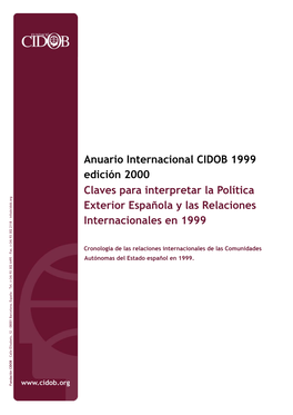 Anuario Internacional CIDOB 1999 Edición 2000 Claves Para