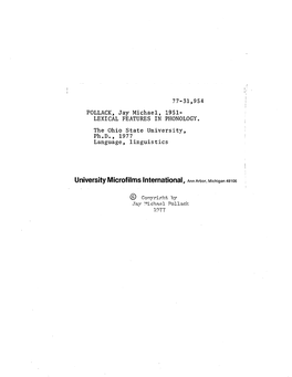 University Microfilms International, Ann Arbor, Michigan 48106