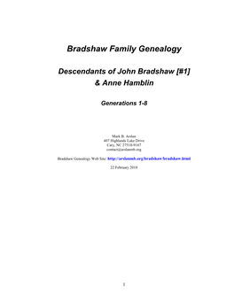Descendants of John Bradshaw [#1] & Anne Hamblin