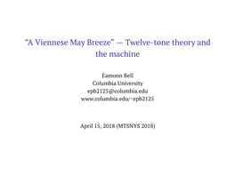 Twelve-Tone Theory and the Machine