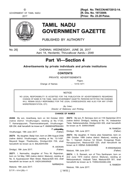 Tamil Nadu Government Gazette