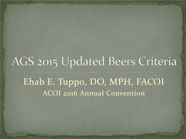 AGS 2015 Updated Beers Criteria