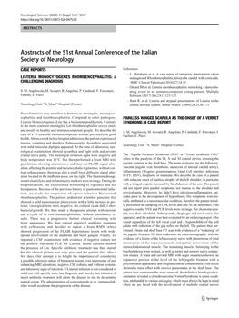 Abstracts of the 51St Annual Conference of the Italian Society of Neurology