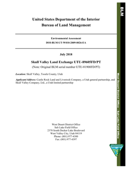 Skull Valley Land Exchange UTU-89605FD/PT