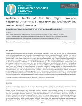 Vertebrate Tracks of the Río Negro Province, Patagonia, Argentina: Stratigraphy, Palaeobiology and Environmental Contexts