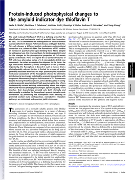 Protein-Induced Photophysical Changes to the Amyloid Indicator Dye Thioflavin T