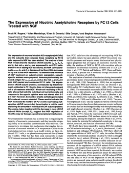 The Expression of Nicotinic Acetylcholine Receptors by PC1 2 Cells Treated with NGF