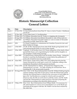 Historic Manuscript Collection General Letters
